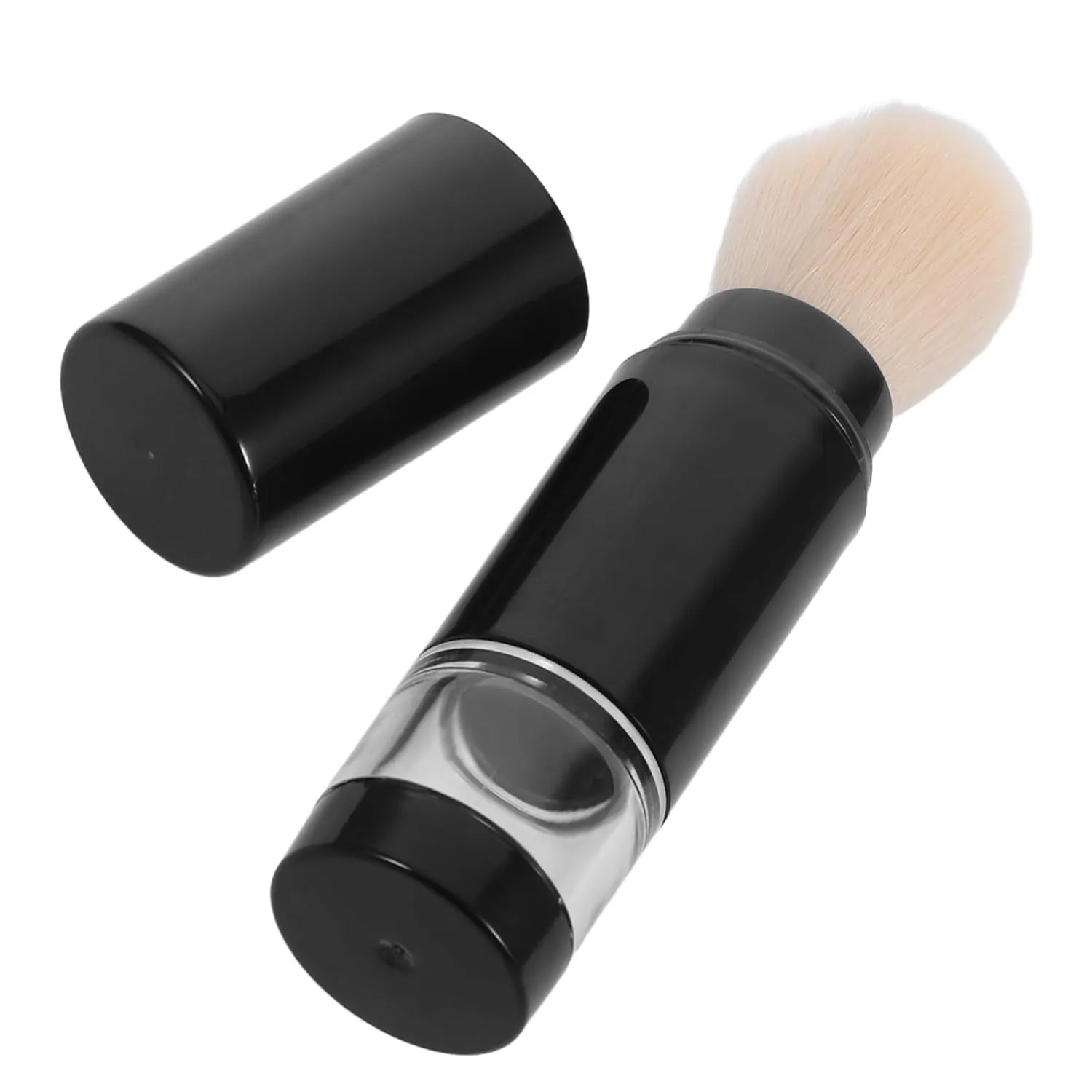 Retractable Makeup Brush with Refillable Loose Bottle Compact Design for Spray Technology for Even Distribution for Blush Contour Application Black