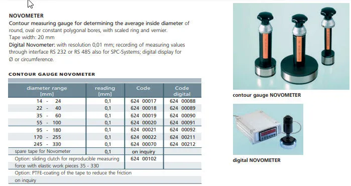 Schwenk 62400070 Contour measurement gauges Novometer range 245-330mm graduation .1mm