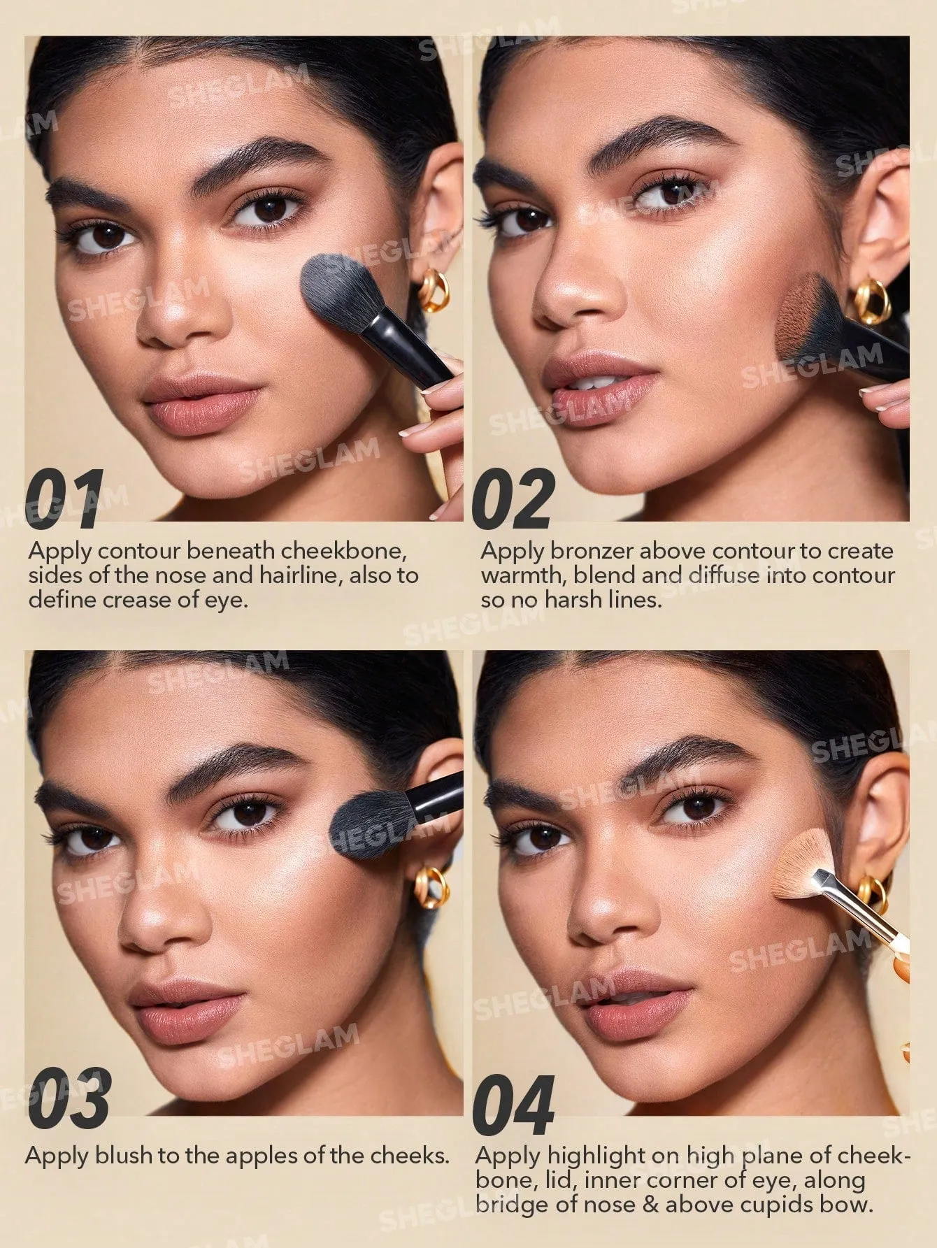 SHEGLAM STEREO FACE Six-NUDE  6-Color Powder Contour Palette