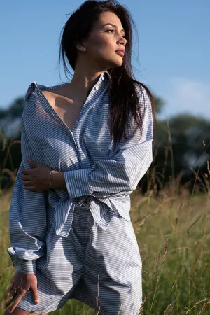 Shirt and shorts SET blue with white stripes
