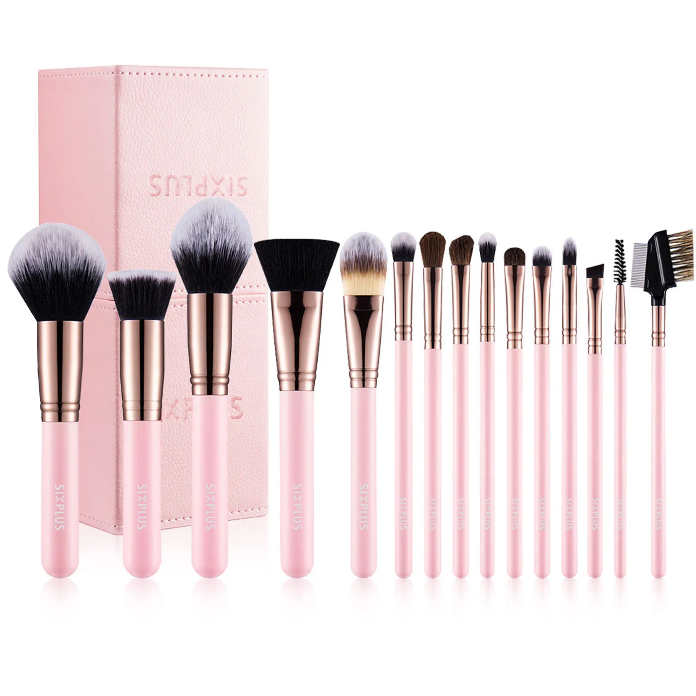 SIXPLUS 15Pcs Coffee Makeup Brush Set With Magnetic Storage Box