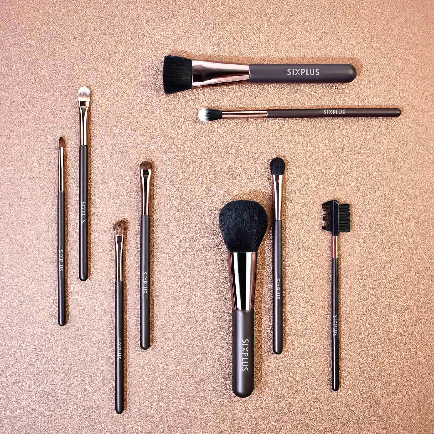 SIXPLUS 15Pcs Coffee Makeup Brush Set With Magnetic Storage Box