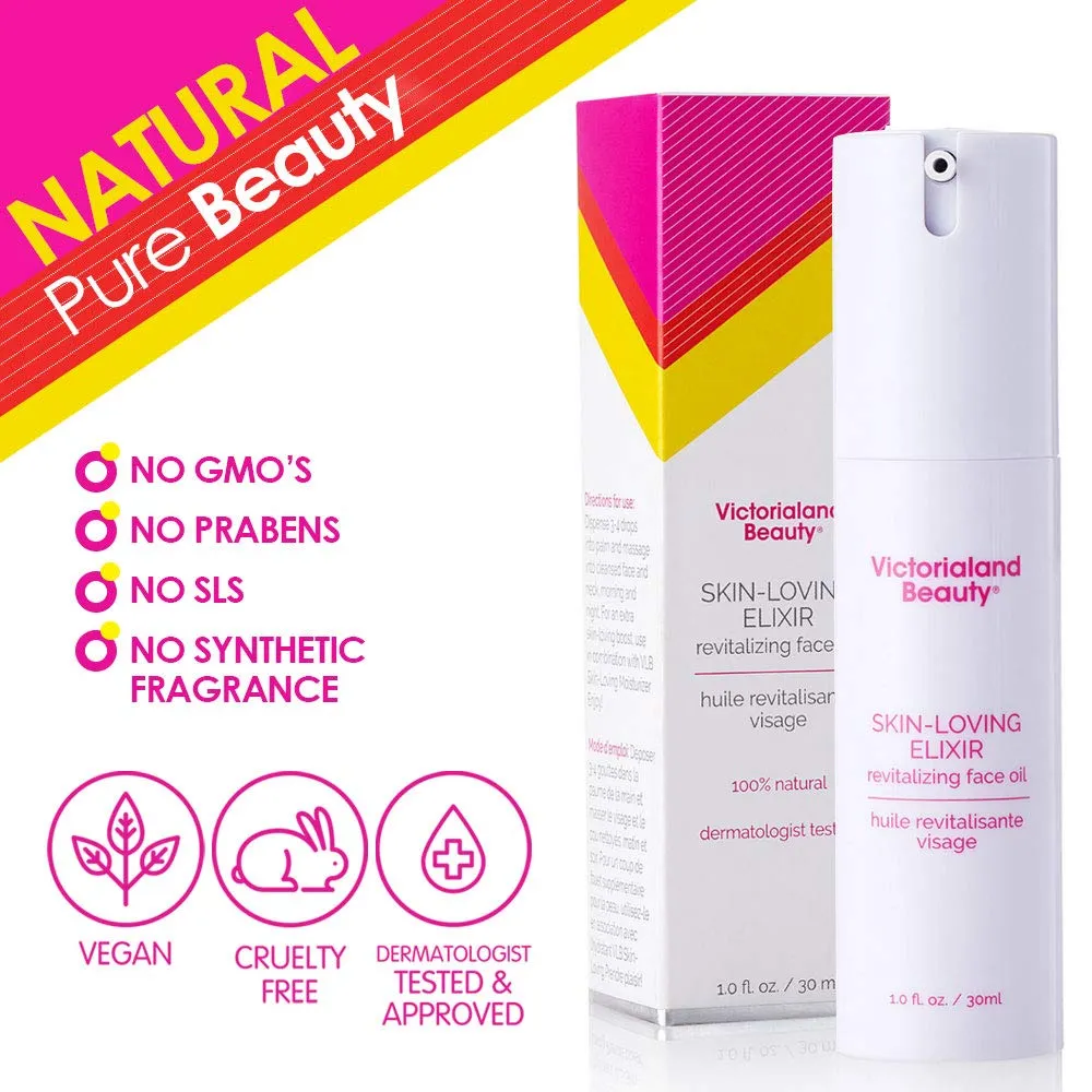 Skin-Loving Elixir Revitalizing Face Oil - Anti-aging, Vitamin Enriched, Skin Care Face Serum (1oz) by VictoriaLand Beauty