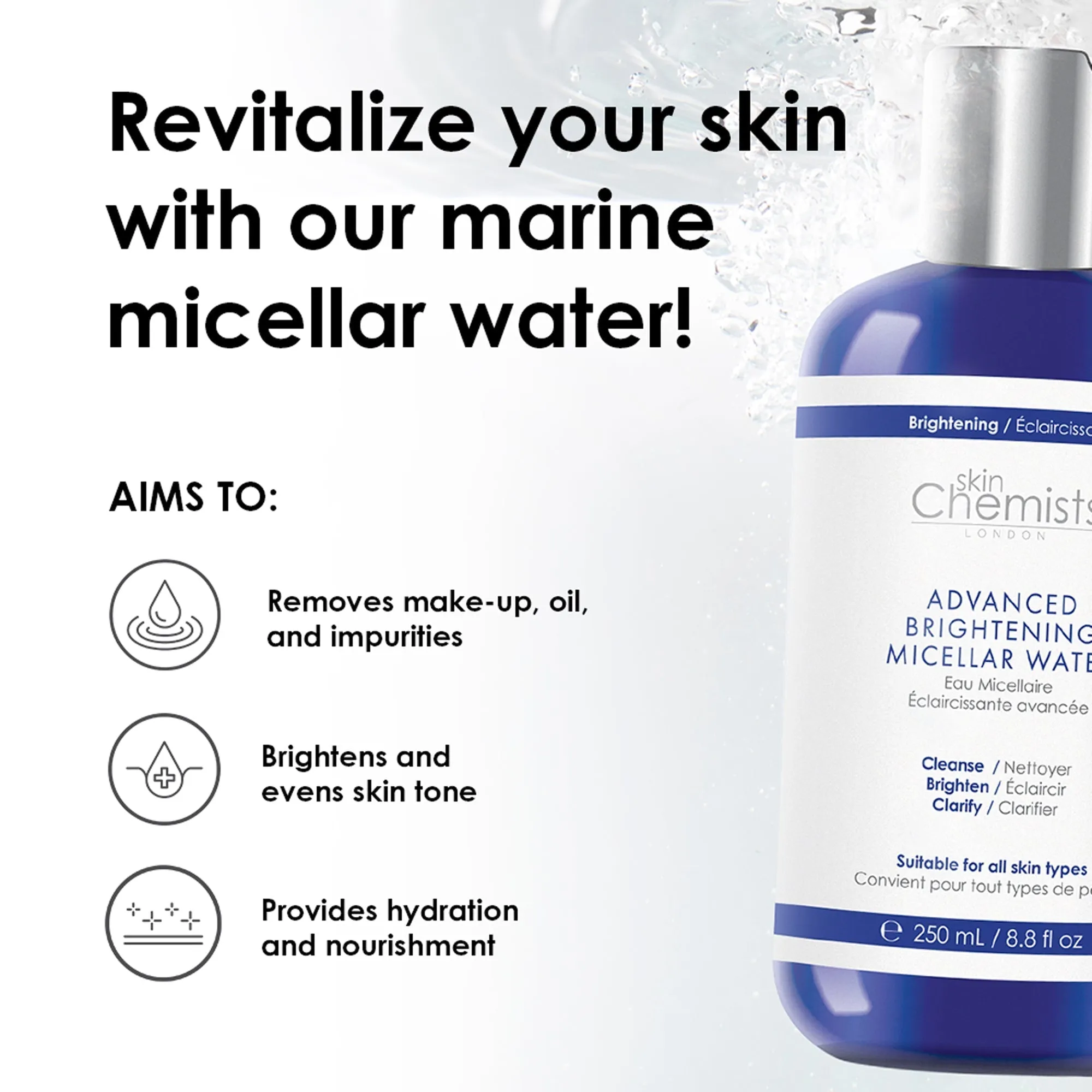 skinChemists Advanced Brightening Marine Micellar Water 250ml Twin Savings Pack