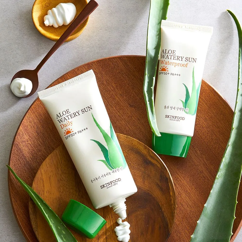 SKINFOOD Aloe Watery Sun Waterproof SPF50  PA    واقي الشمس المقاوم للماء بالصبار