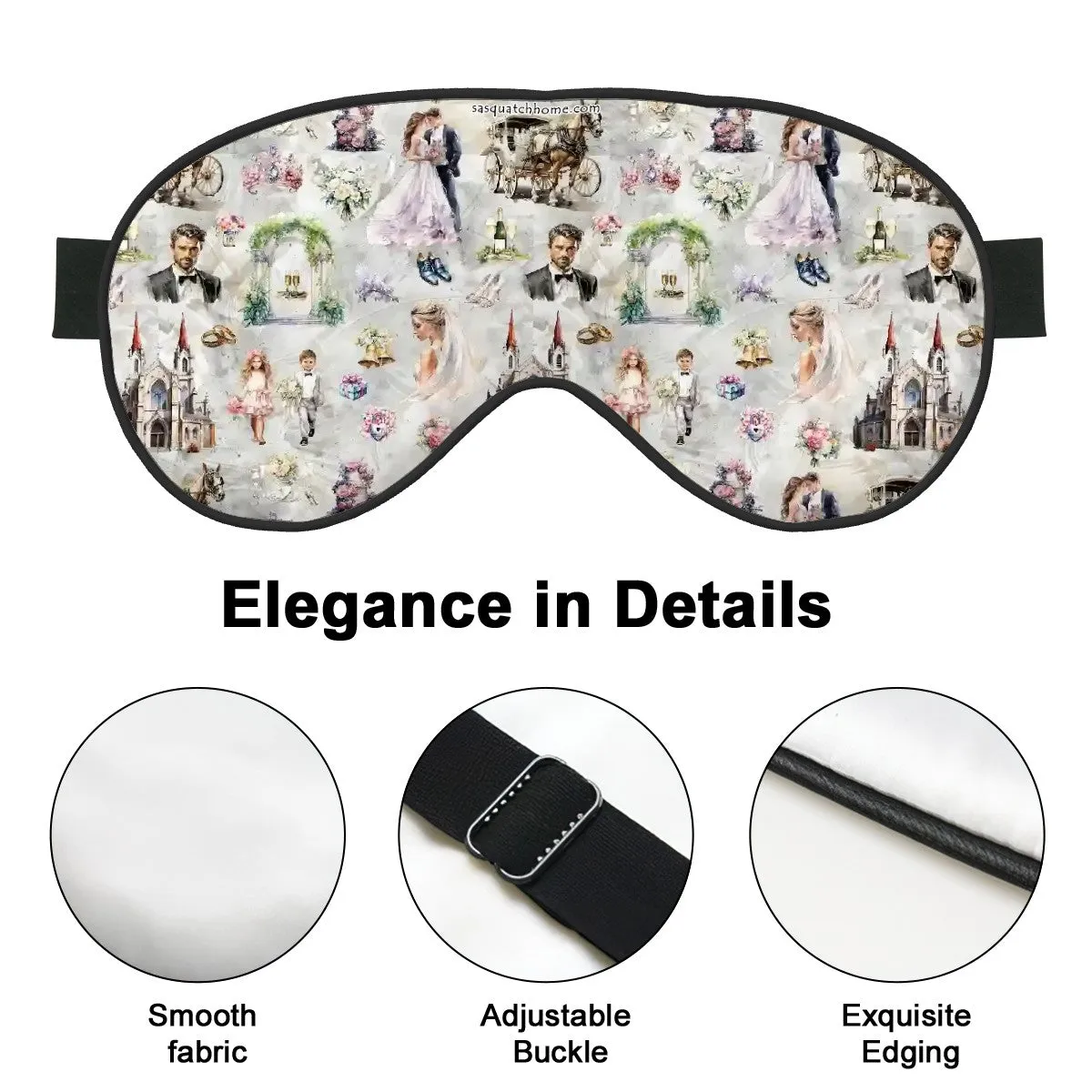 Sleep Mask with Adjustable Buckle - Wedding Design, Cloud Design