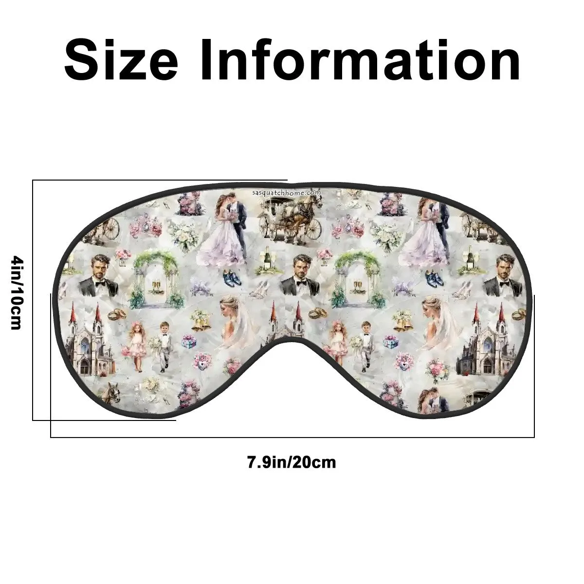 Sleep Mask with Adjustable Buckle - Wedding Design, Cloud Design