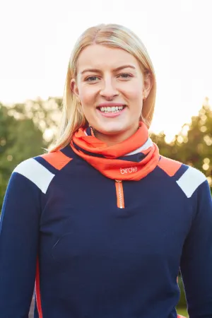 Snood in coral, navy & pale cream