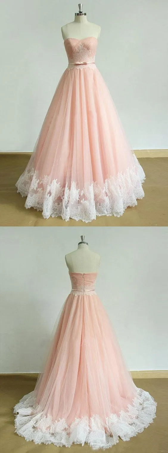 Strapless Blush Pink Tulle Prom Dress 8th Grade Dance Dress
