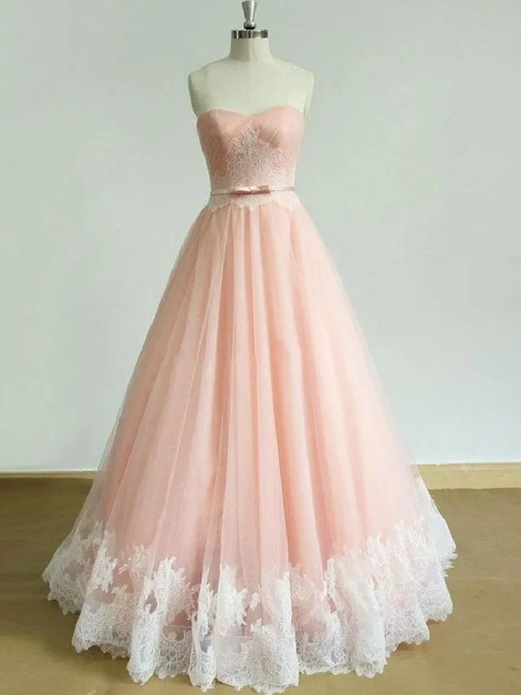 Strapless Blush Pink Tulle Prom Dress 8th Grade Dance Dress