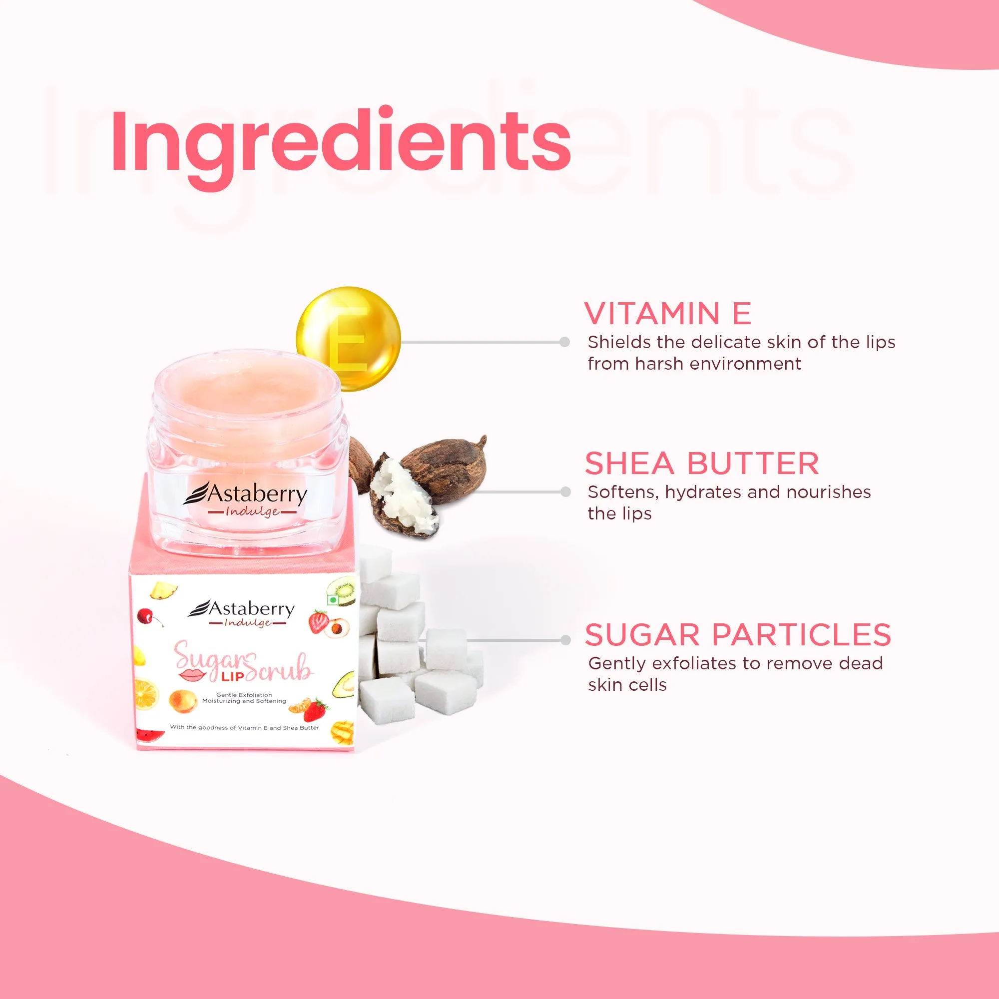 Sugar Lip Scrub for Gentle Exfoliation, Moisturizing and Softening - 8G
