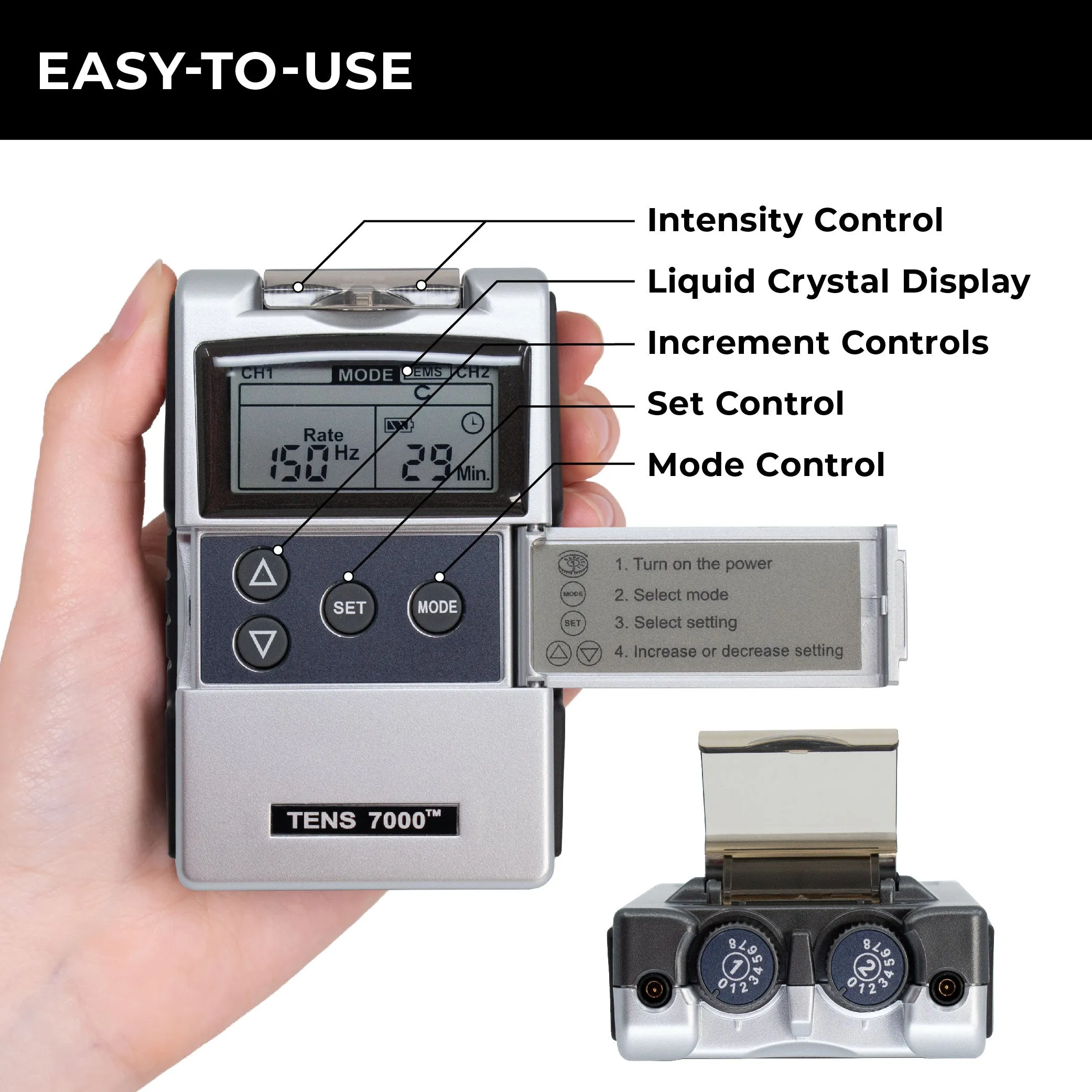 TENS 7000 Rechargeable TENS and EMS Combo Unit, Dual Channel