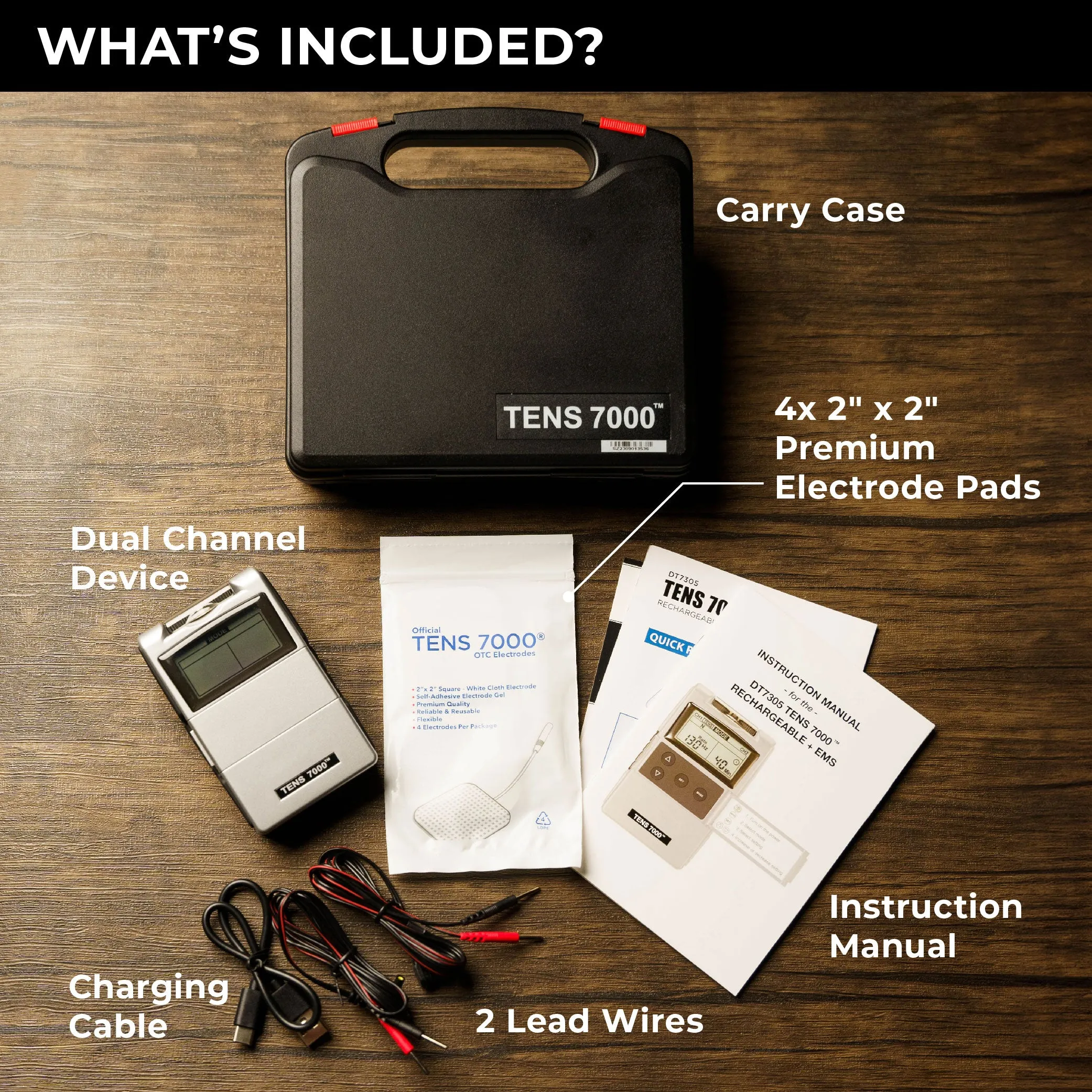 TENS 7000 Rechargeable TENS and EMS Combo Unit, Dual Channel