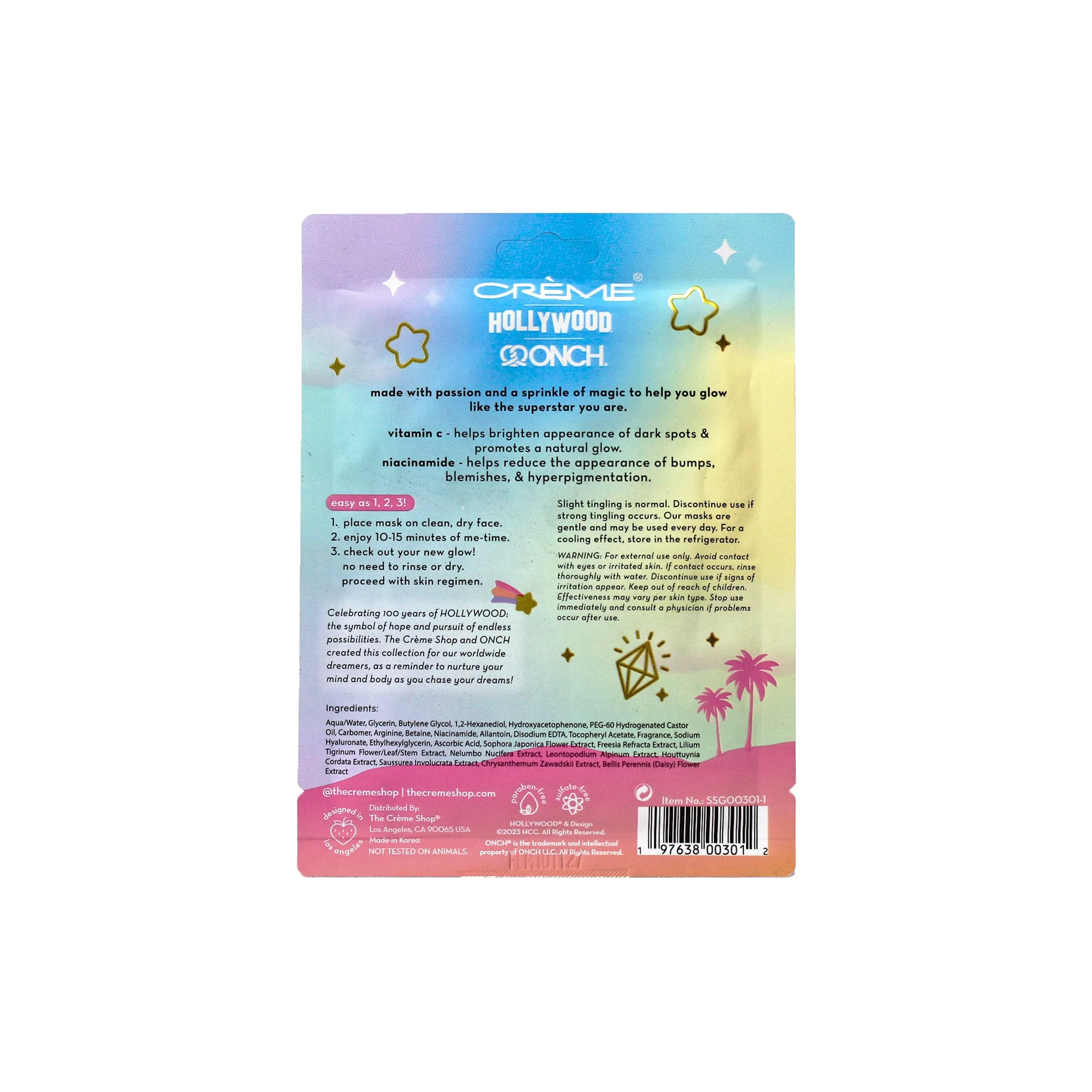 The Crème Shop x Onch® x Hollywood® Superstar Glow Printed Essence Sheet Mask
