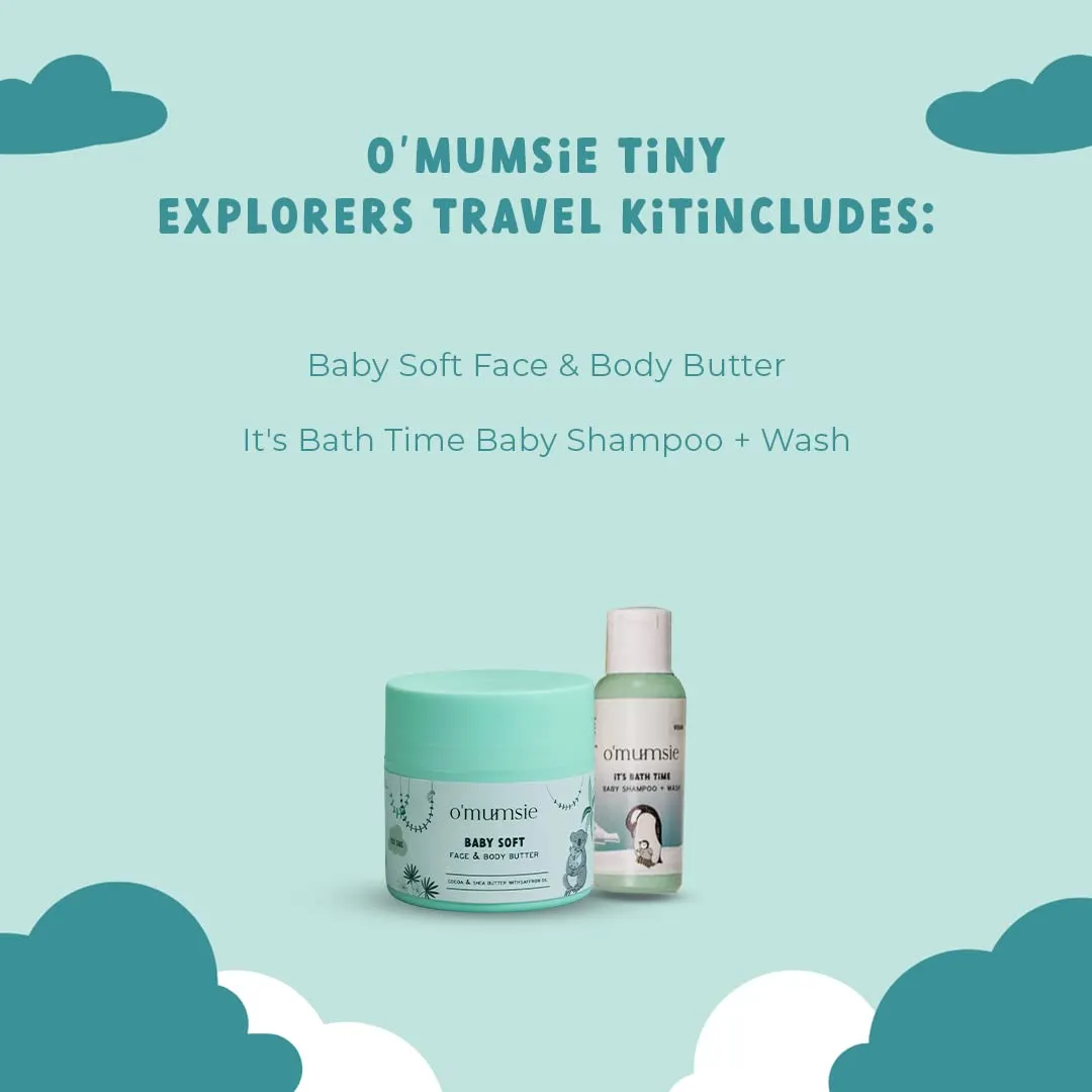 Tiny Explorers Travel Kit for Babies | Face & Body Butter, Baby Wash   Shampoo | 50 gm, 50 ml