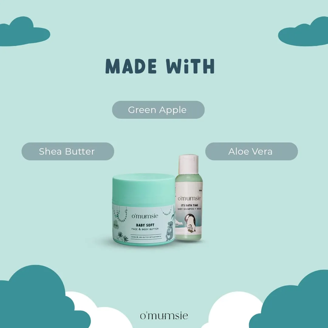 Tiny Explorers Travel Kit for Babies | Face & Body Butter, Baby Wash   Shampoo | 50 gm, 50 ml