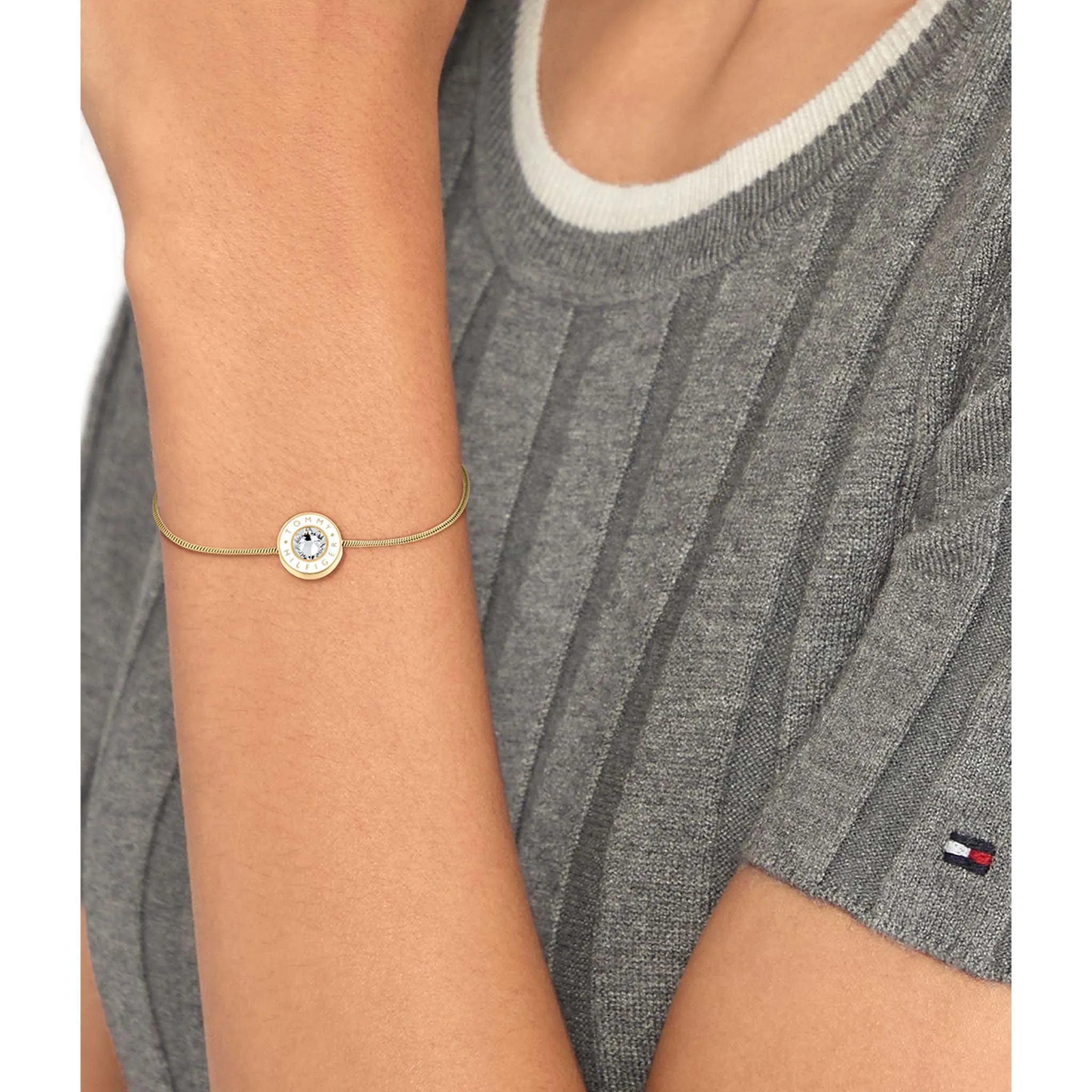 Tommy Hilfiger Jewellery Gold Steel & Crystal Women's Chain Bracelet - 2780806