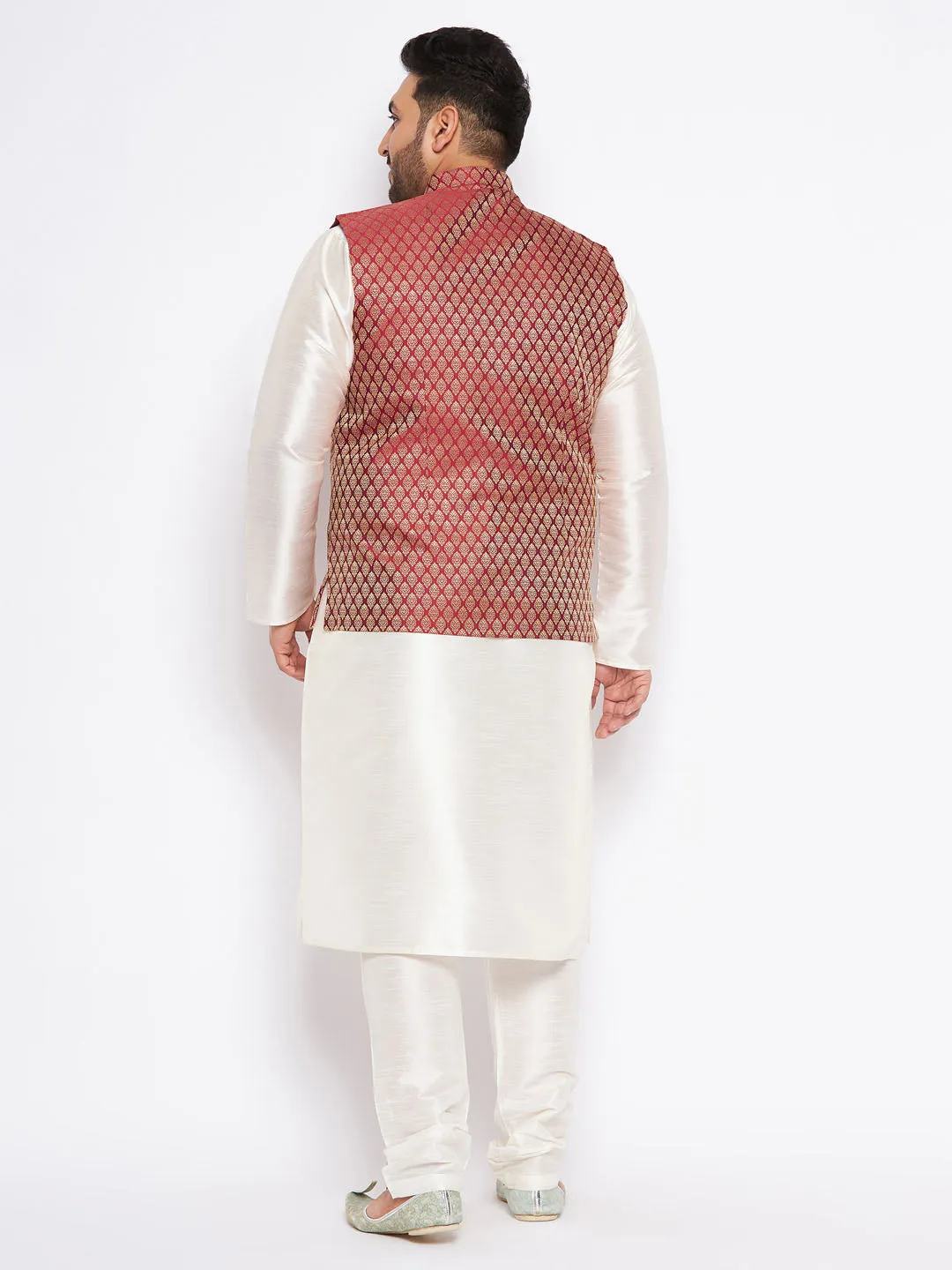 VASTRAMAY Maroon Silk Blend Plus Size Set