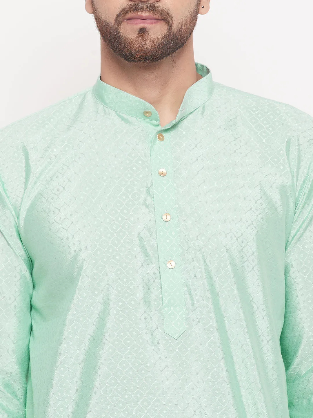 VASTRAMAY Men's Aqua Blue Silk Blend Kurta