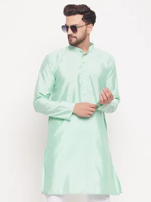 VASTRAMAY Men's Aqua Blue Silk Blend Kurta