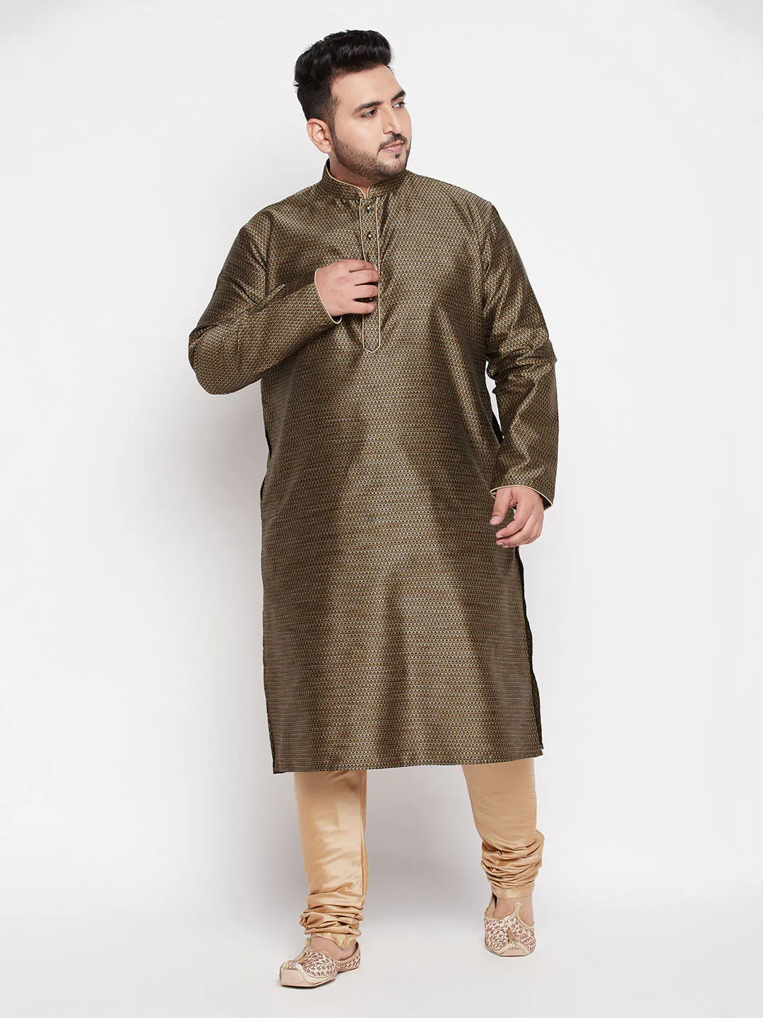 VASTRAMAY Men's Black Kurta And Pyjama Set