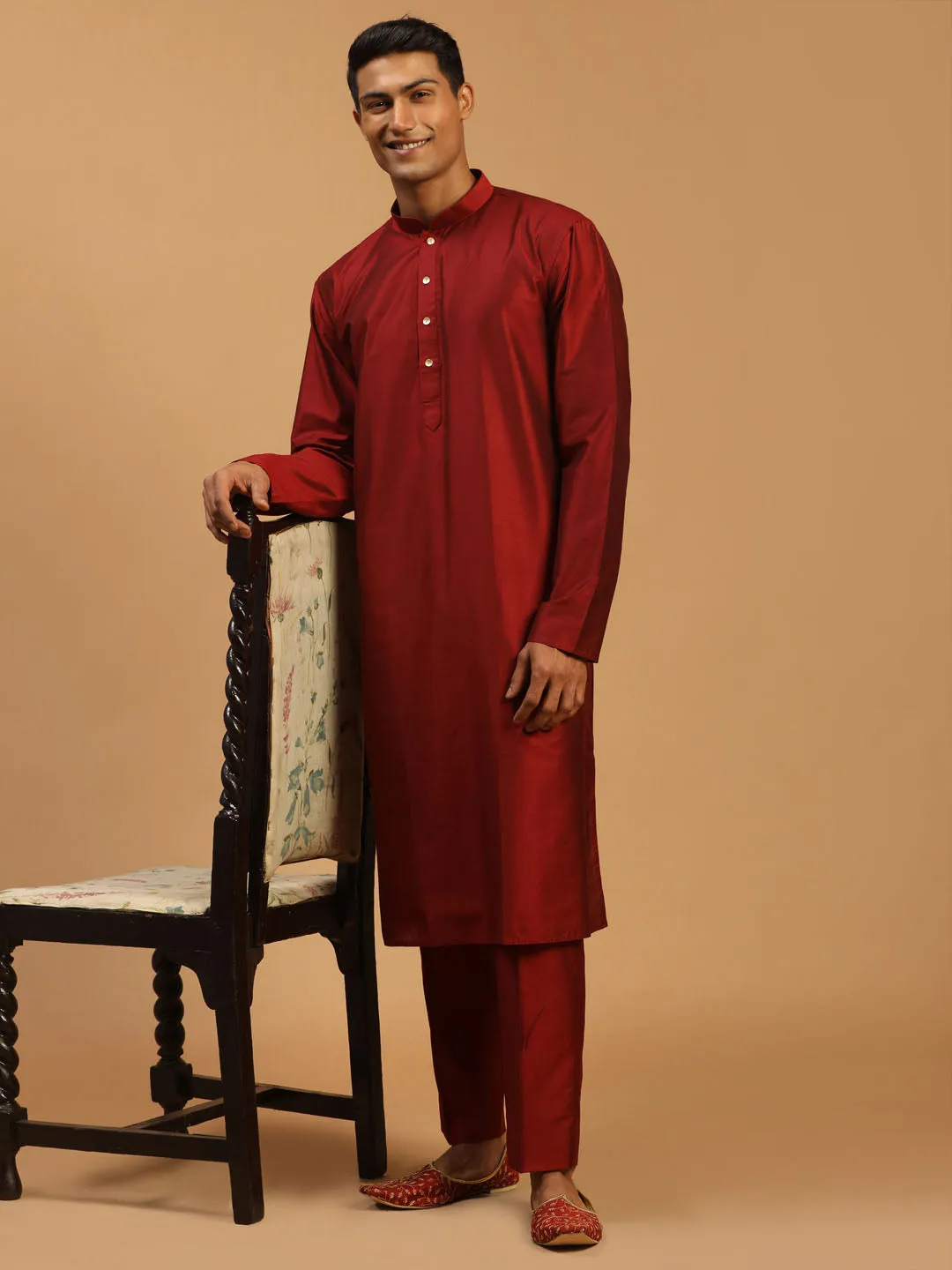 VASTRAMAY Men's Maroon Cotton Pant Style Pyjama