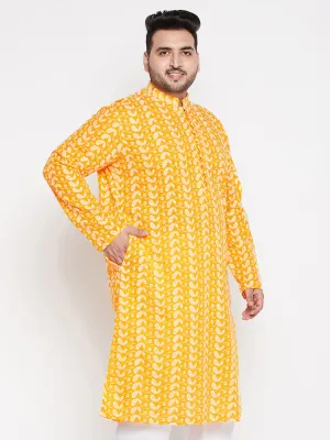 VASTRAMAY Orange Chikankari Embroidered Men's Kurta