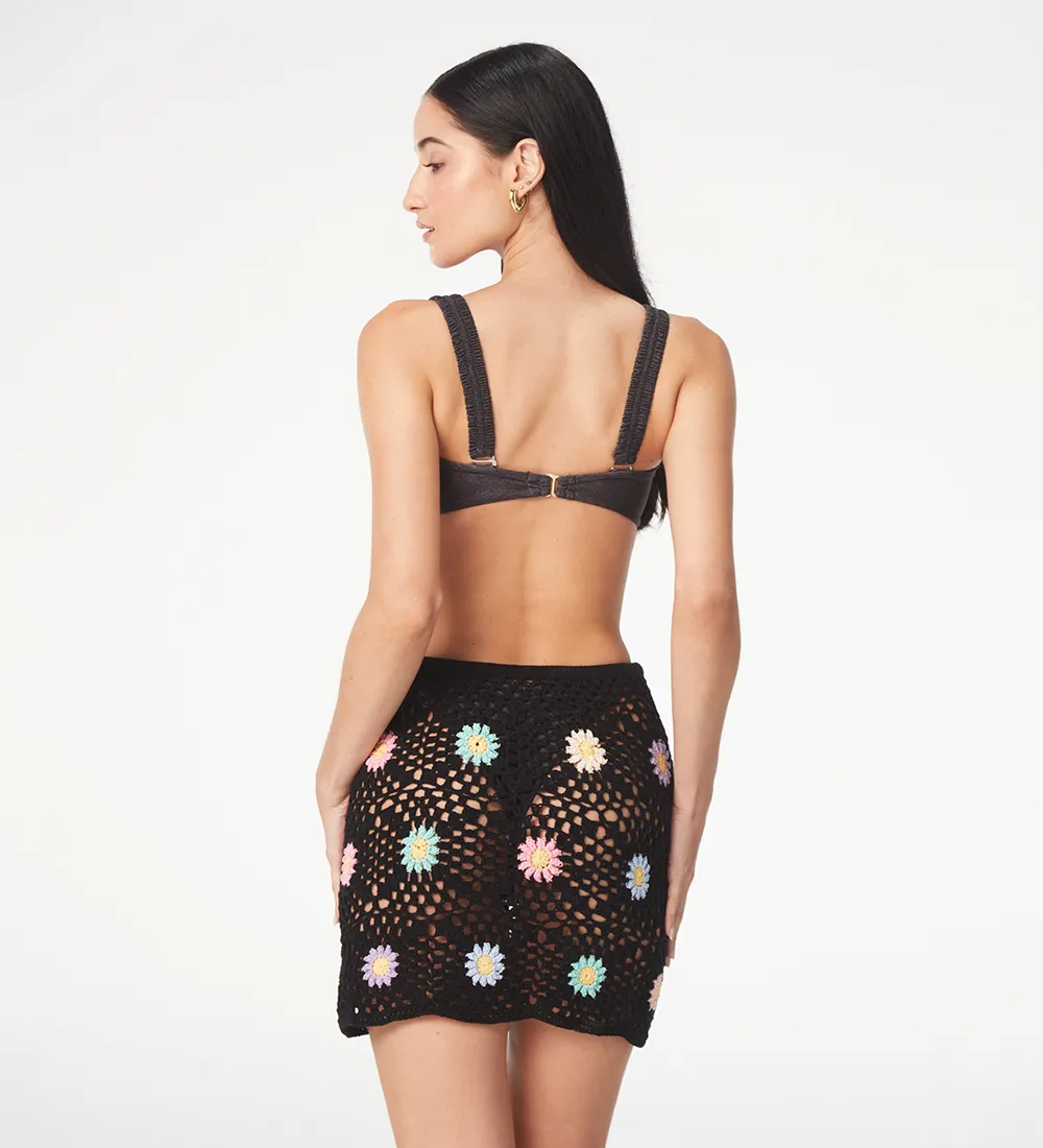 Vivi Black Flowers Skirt