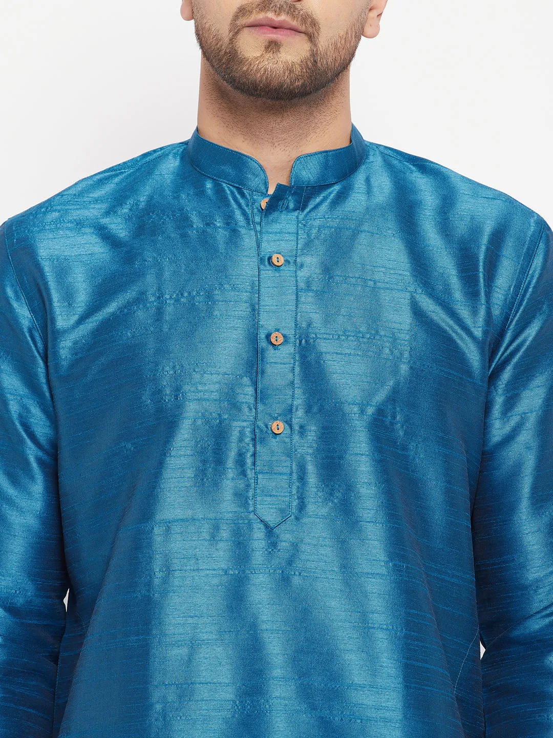 VM By VASTRAMAY Men's Blue Silk Blend Kurta