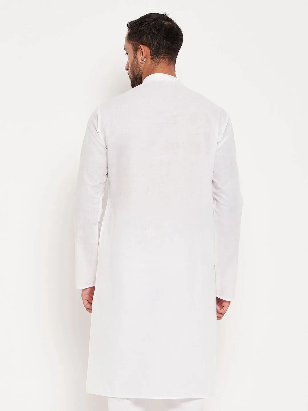 VM BY VASTRAMAY Men's Cream Cotton Kurta