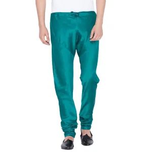 VM By VASTRAMAY Men's Turquoise Cotton Silk Blend Churidar