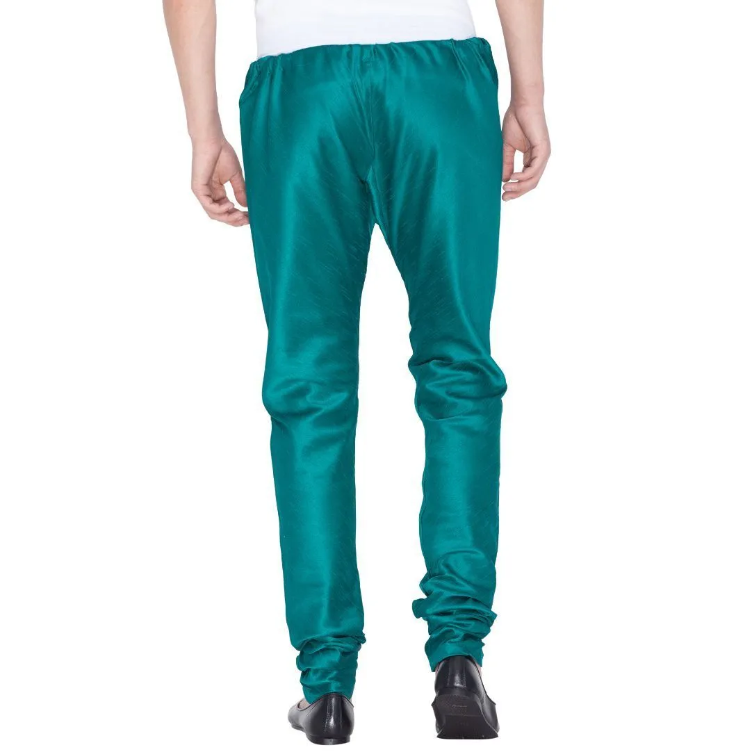 VM By VASTRAMAY Men's Turquoise Cotton Silk Blend Churidar