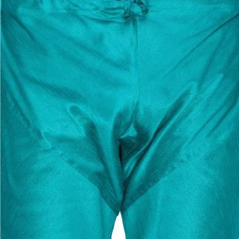 VM By VASTRAMAY Men's Turquoise Cotton Silk Blend Churidar
