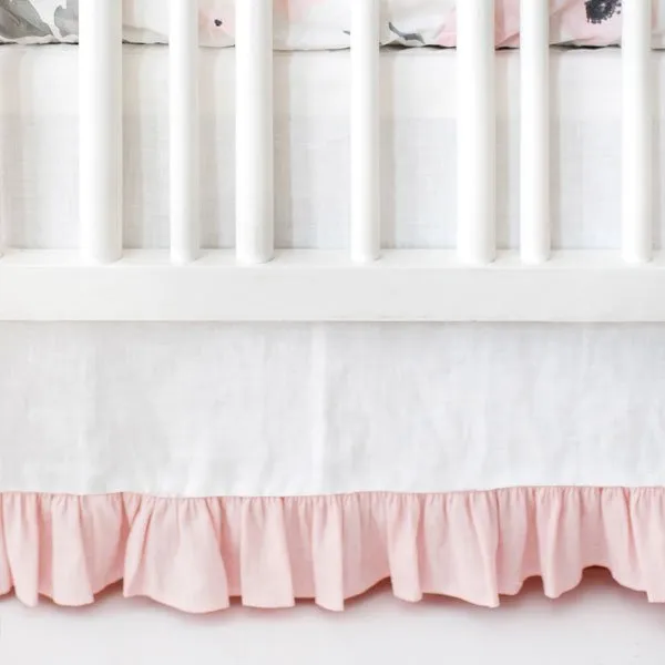 White and Blush Rose Bouquet Floral Crib Bedding - 2 Piece Set
