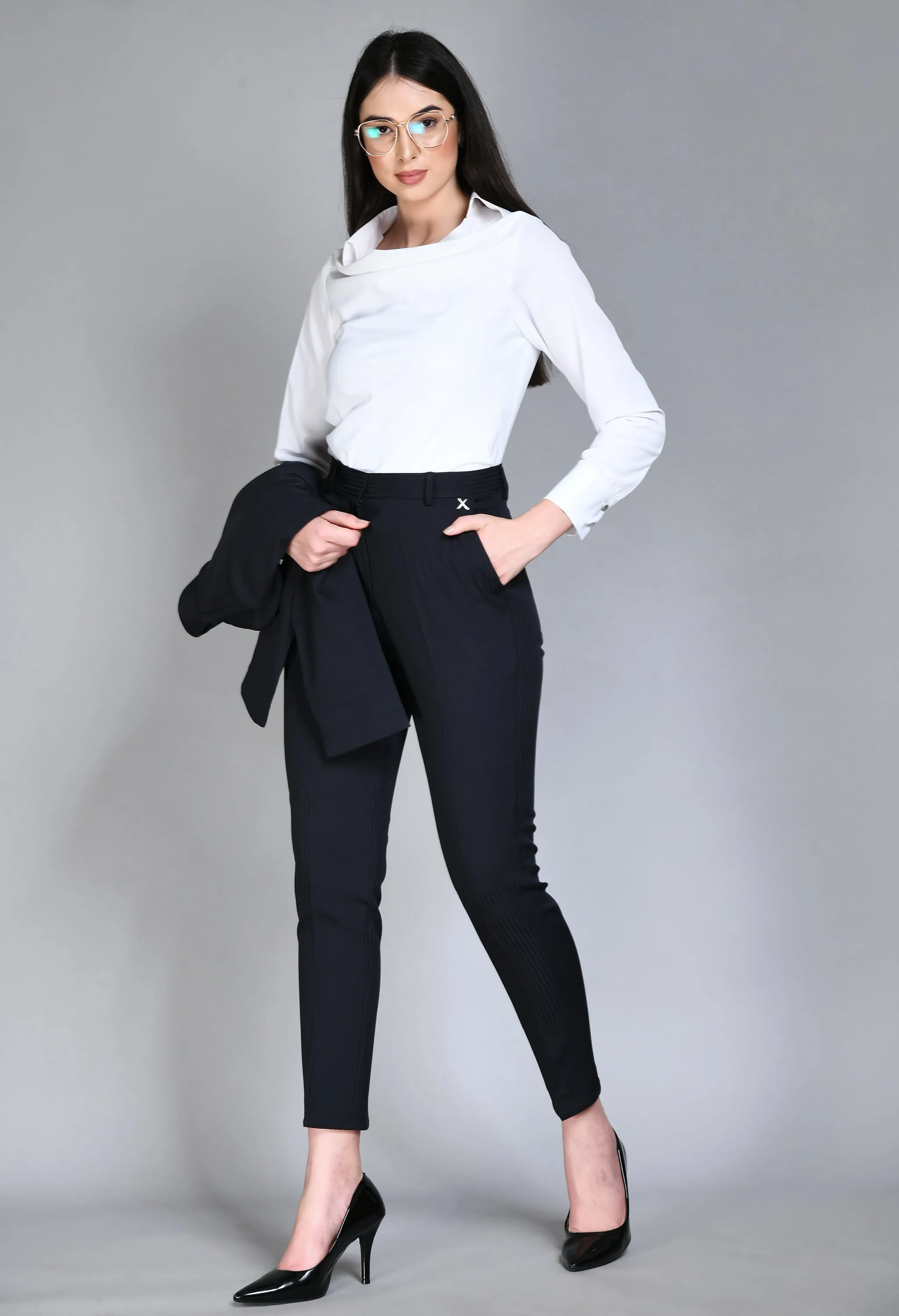 White Cotton Blend Freshness Cowl Neck Top