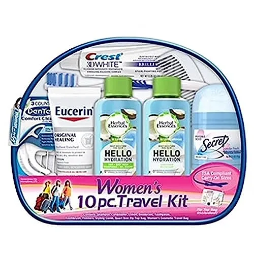 Women's Travel Toiletries Essentials Kit | 10-Piece Set for Travelers