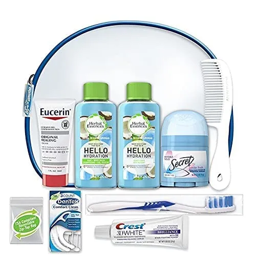 Women's Travel Toiletries Essentials Kit | 10-Piece Set for Travelers