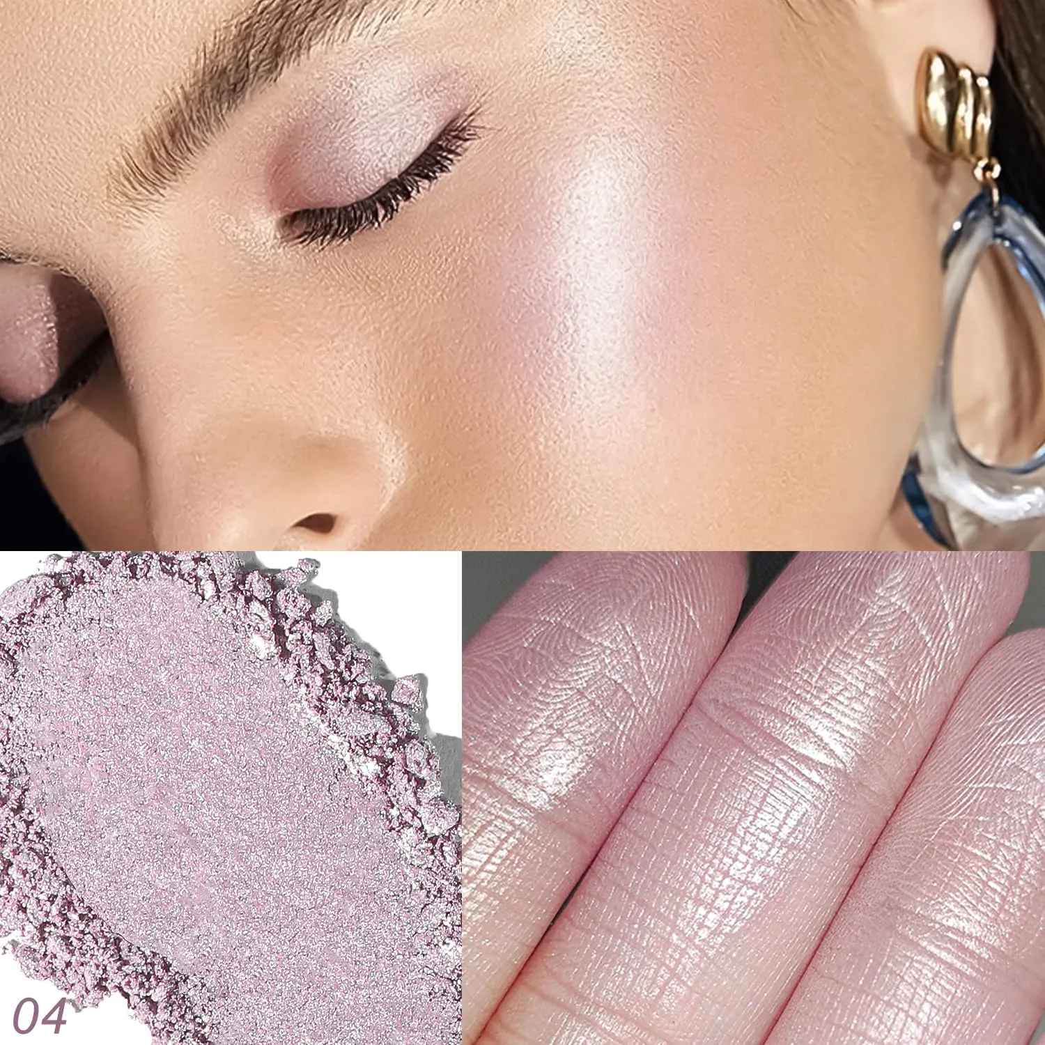 YOUNG VISION Baked Highlighter Powder Palette, Sheer Pearl Shimmer Shades for Face Highlighter Makeup, Highly Pigmented Iluminadores de Maquillaje, 0.19 Oz(Pack of 1)