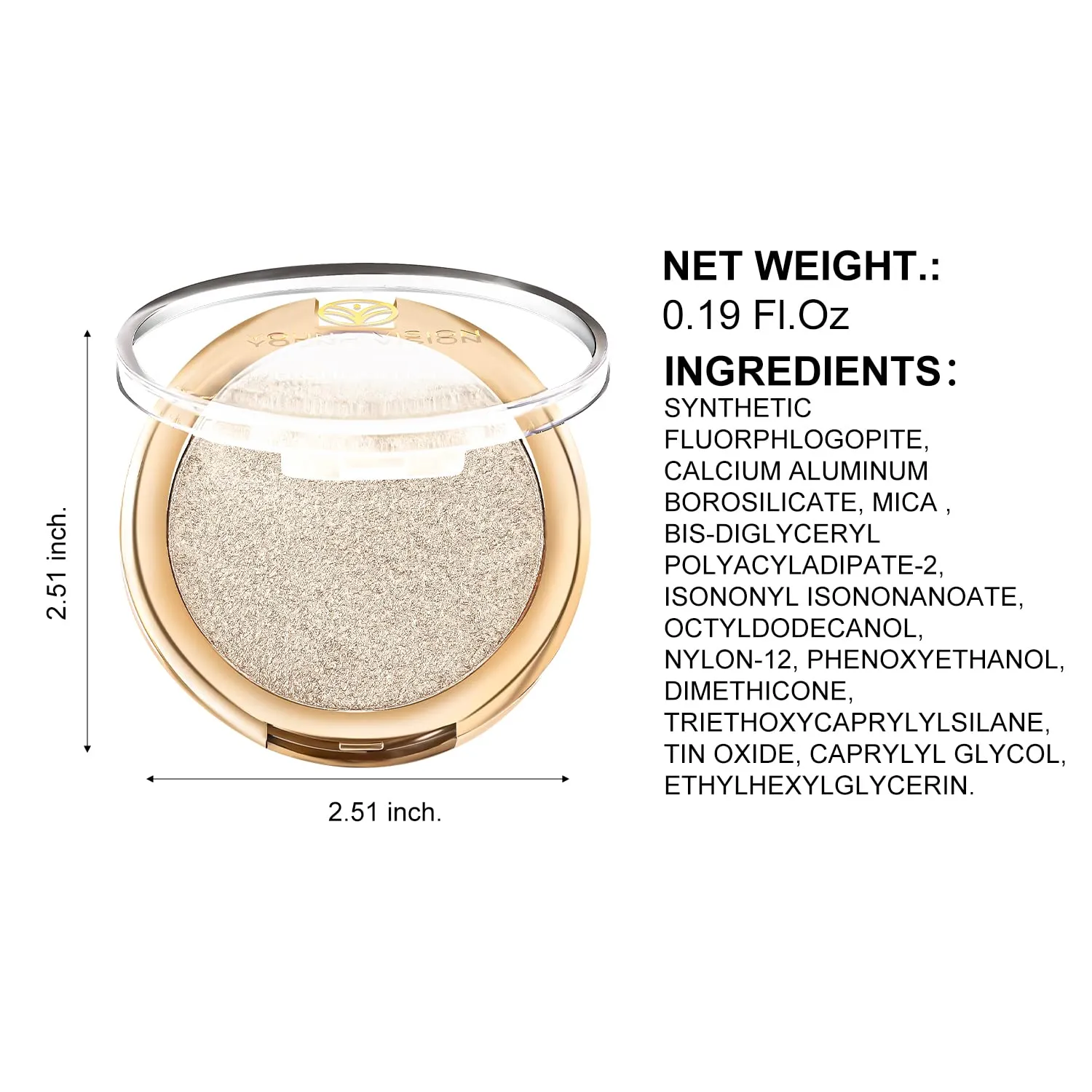 YOUNG VISION Baked Highlighter Powder Palette, Sheer Pearl Shimmer Shades for Face Highlighter Makeup, Highly Pigmented Iluminadores de Maquillaje, 0.19 Oz(Pack of 1)