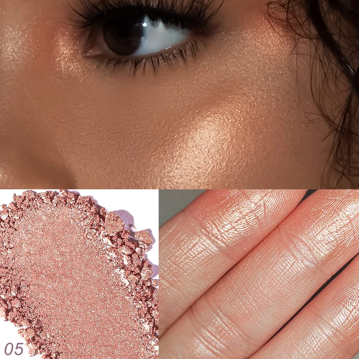 YOUNG VISION Baked Highlighter Powder Palette, Sheer Pearl Shimmer Shades for Face Highlighter Makeup, Highly Pigmented Iluminadores de Maquillaje, 0.19 Oz(Pack of 1)