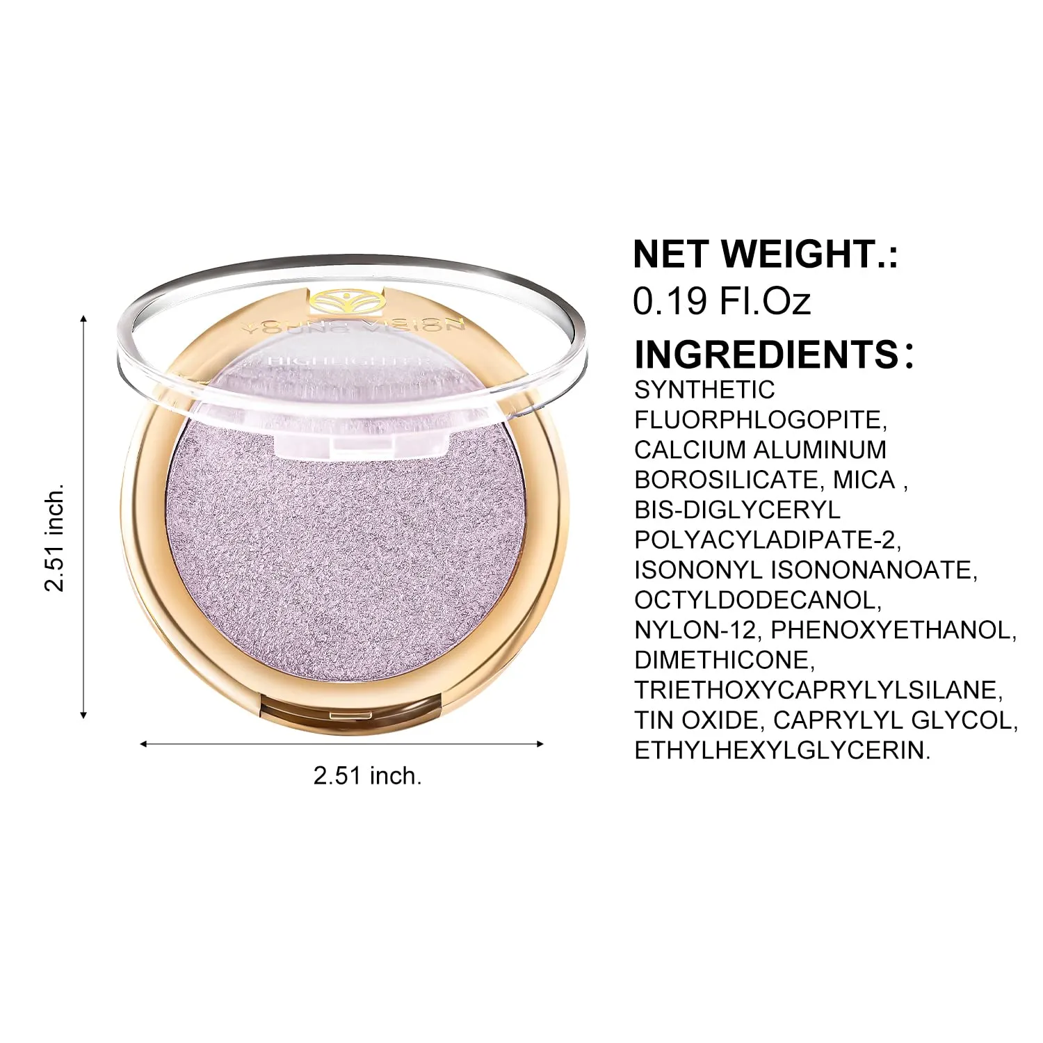 YOUNG VISION Baked Highlighter Powder Palette, Sheer Pearl Shimmer Shades for Face Highlighter Makeup, Highly Pigmented Iluminadores de Maquillaje, 0.19 Oz(Pack of 1)